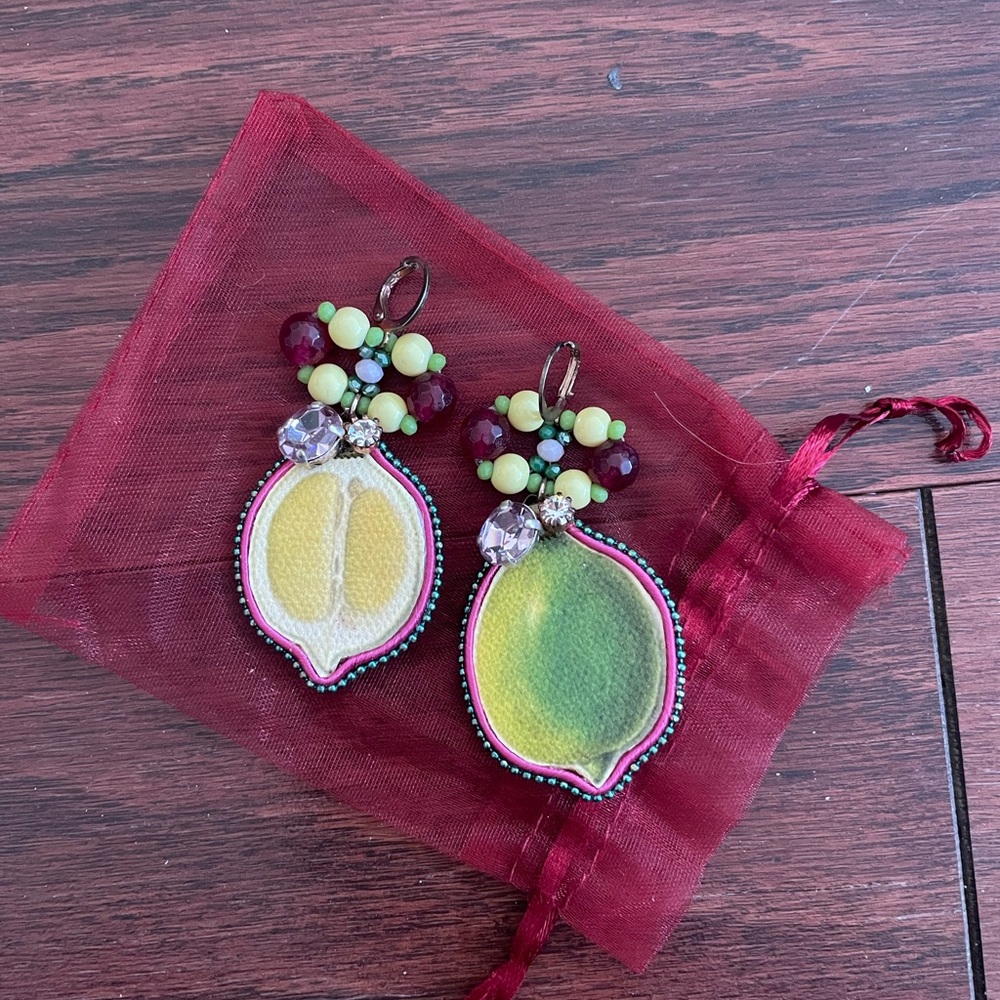 Brand new Lemon lime beaded earrings